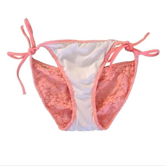 Victoria's Secret 2015 Floral Neon Crochet Side Ties Swim Bottoms Medium - Picture 11 of 13